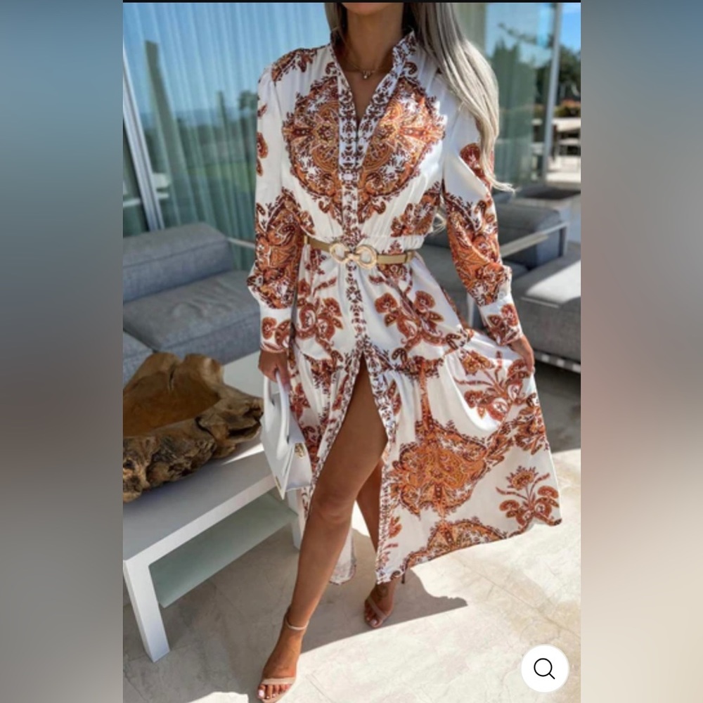 DIONNE Paisley Midaxi Dress - Rust NWT - Picture 3 of 8
